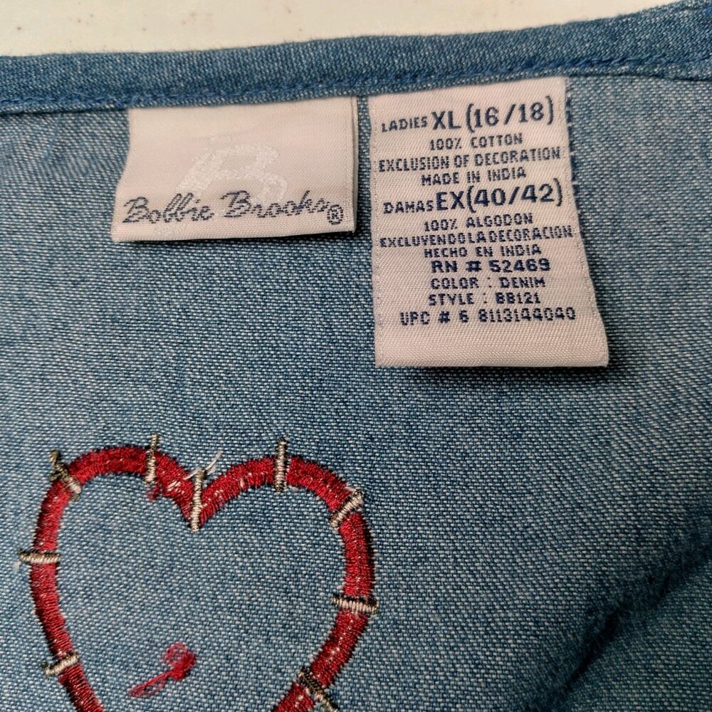 Vintage Bobbie Brooks Vest XL Blue Chambray Quilting Sewing Grannycore - Picture 5 of 14